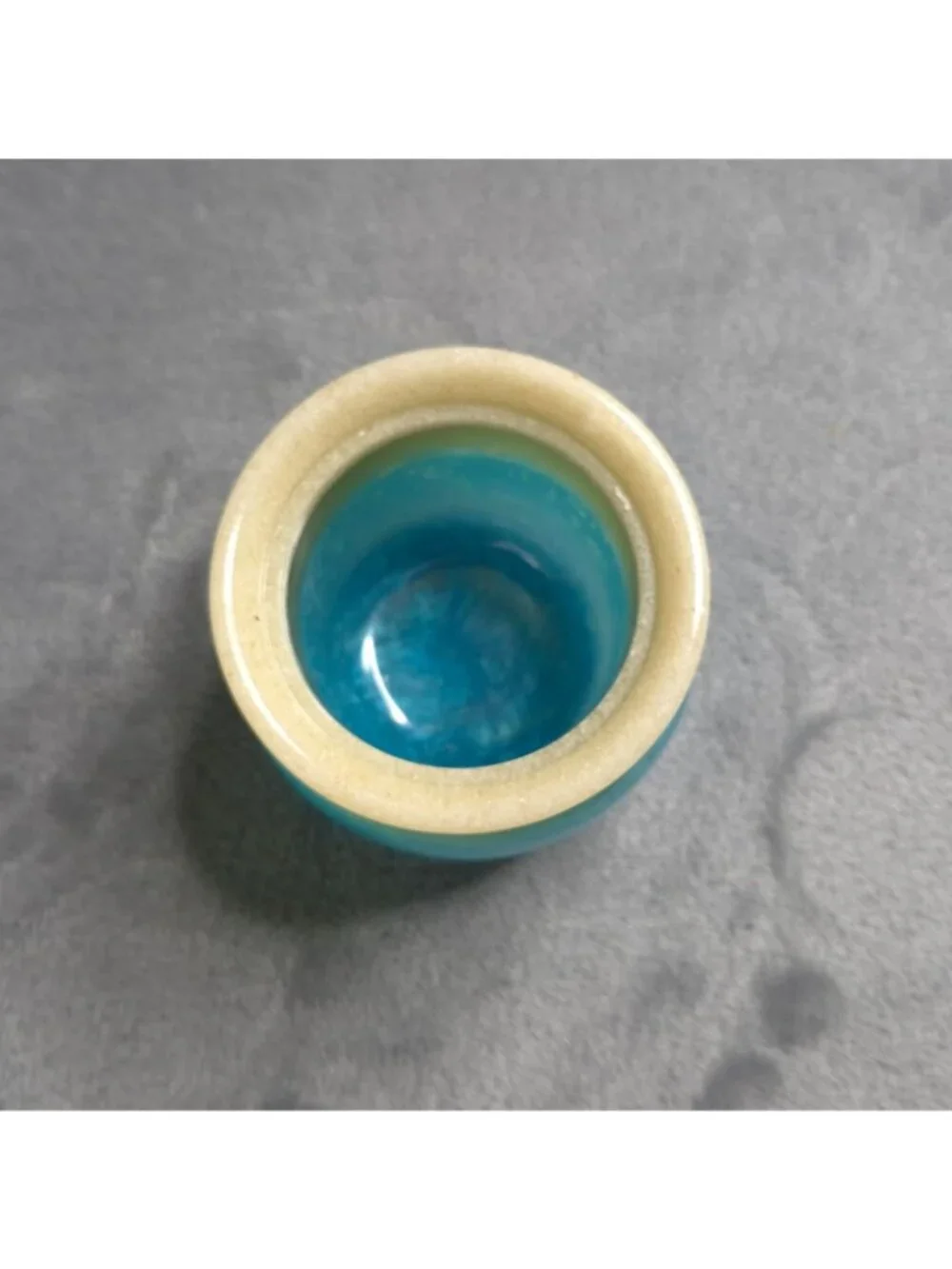 Handmade Resin Miniature Jar With Lid Beach Sand Lid With Shell Blue Below